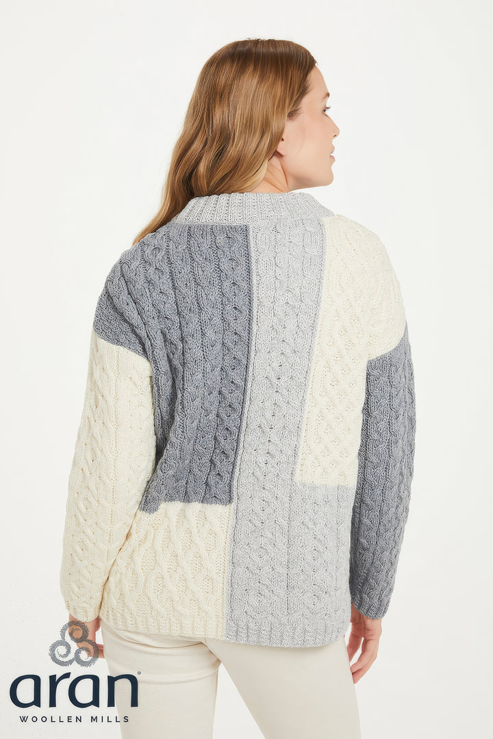 Cobh Aran Patchwork Irish Merino Wool Sweater