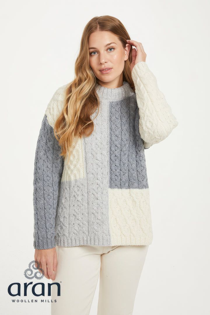 Cobh Aran Patchwork Irish Merino Wool Sweater