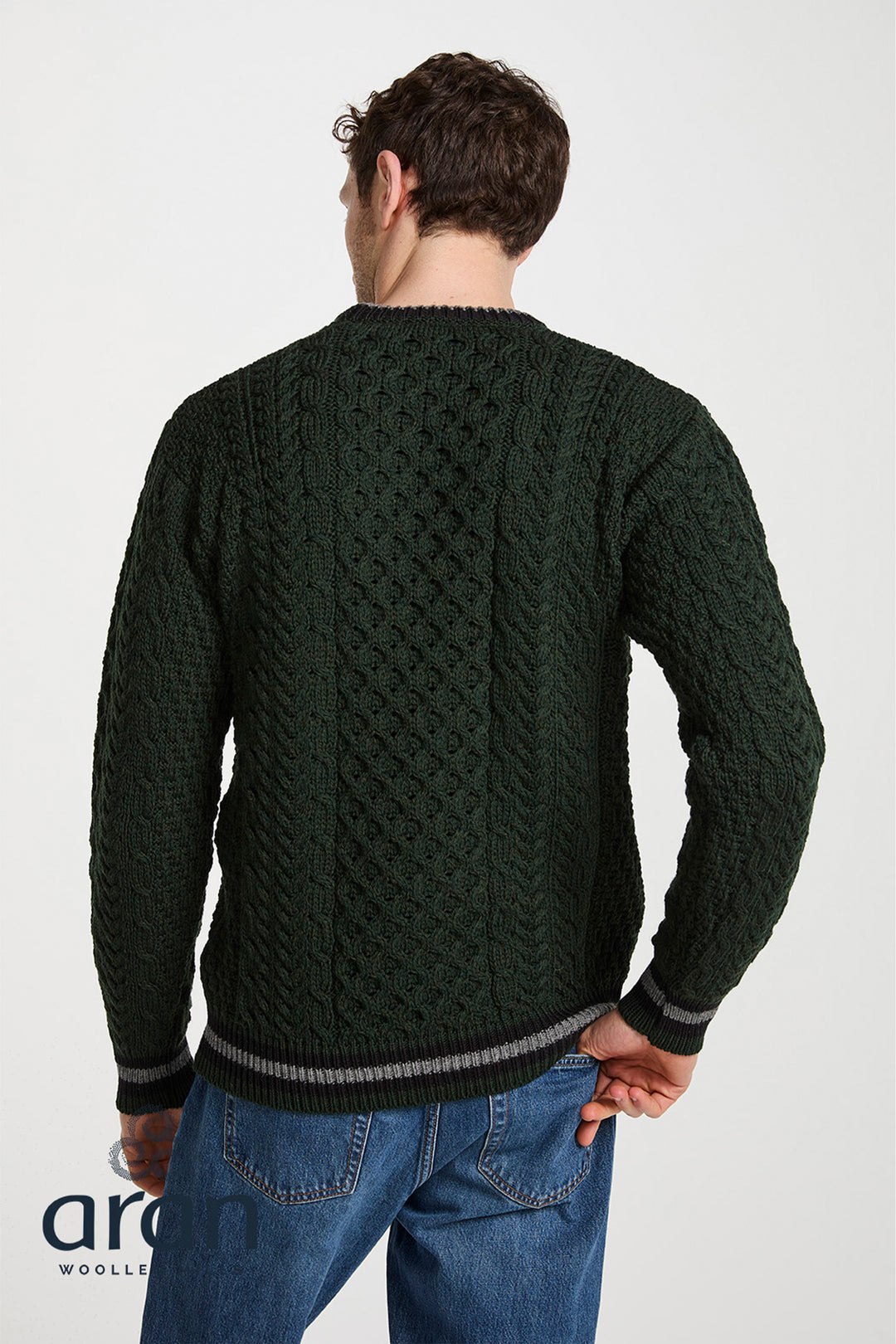 Aran Woollen Mills Stripe Crewneck Merino Wool Sweater