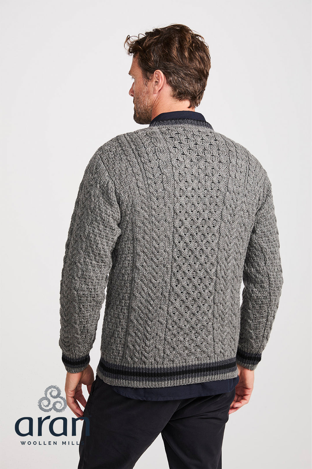 Aran Woollen Mills Stripe Crewneck Merino Wool Sweater