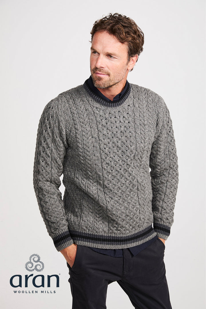 Aran Woollen Mills Stripe Crewneck Merino Wool Sweater