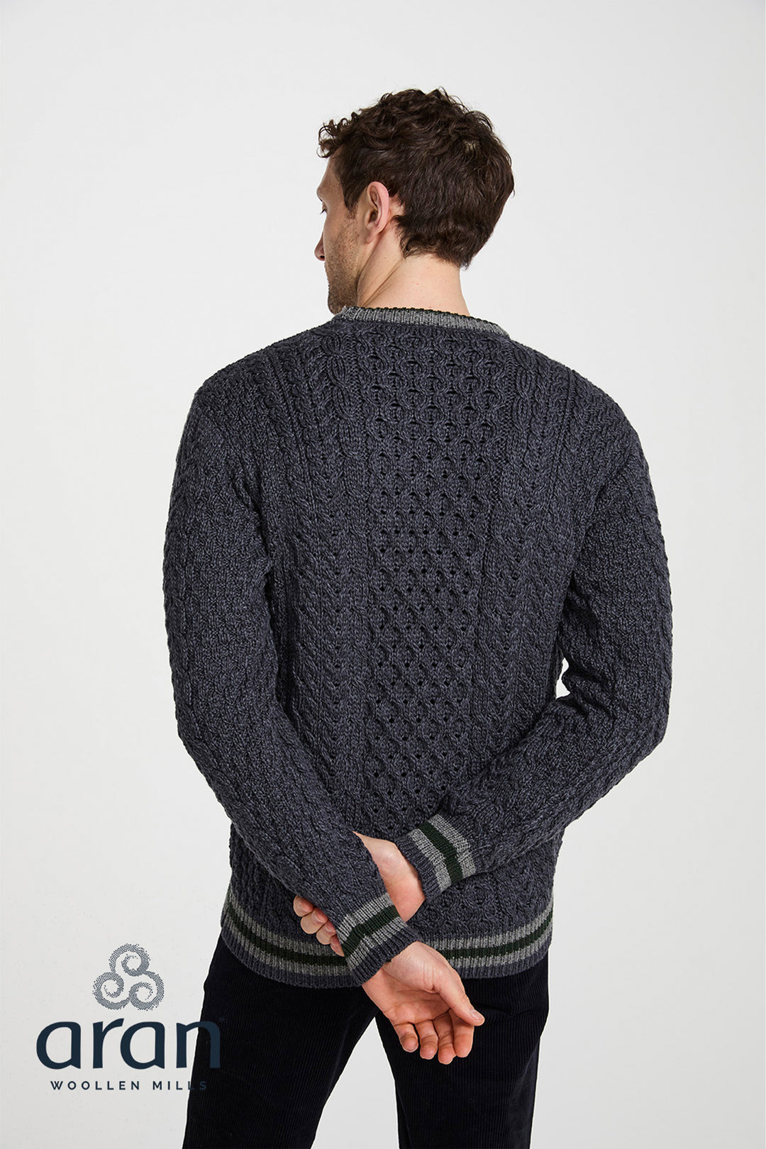 Aran Woollen Mills Stripe Crewneck Merino Wool Sweater