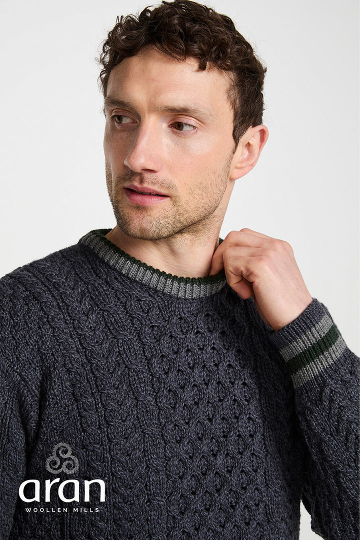 Aran Woollen Mills Stripe Crewneck Merino Wool Sweater
