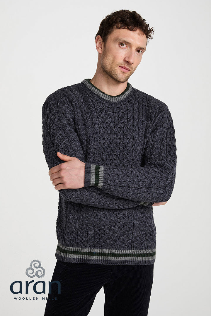 Aran Woollen Mills Stripe Crewneck Merino Wool Sweater