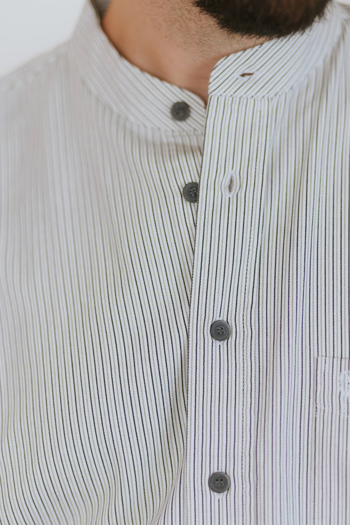 Celtic Ranchwear Black &amp; White Striped Grandfather Shirt
