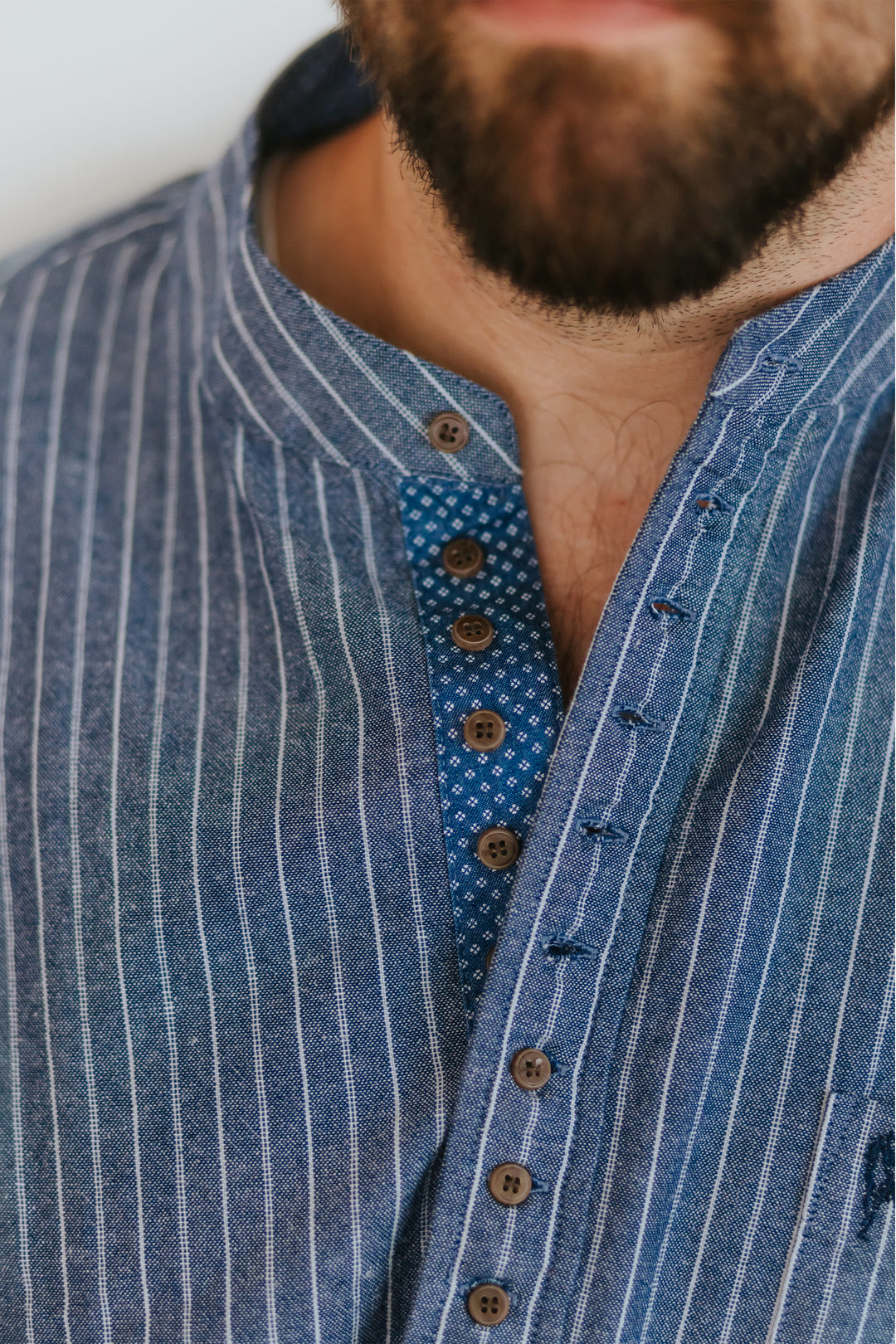Celtic Ranchwear Blue Contrast Grandfather Shirt