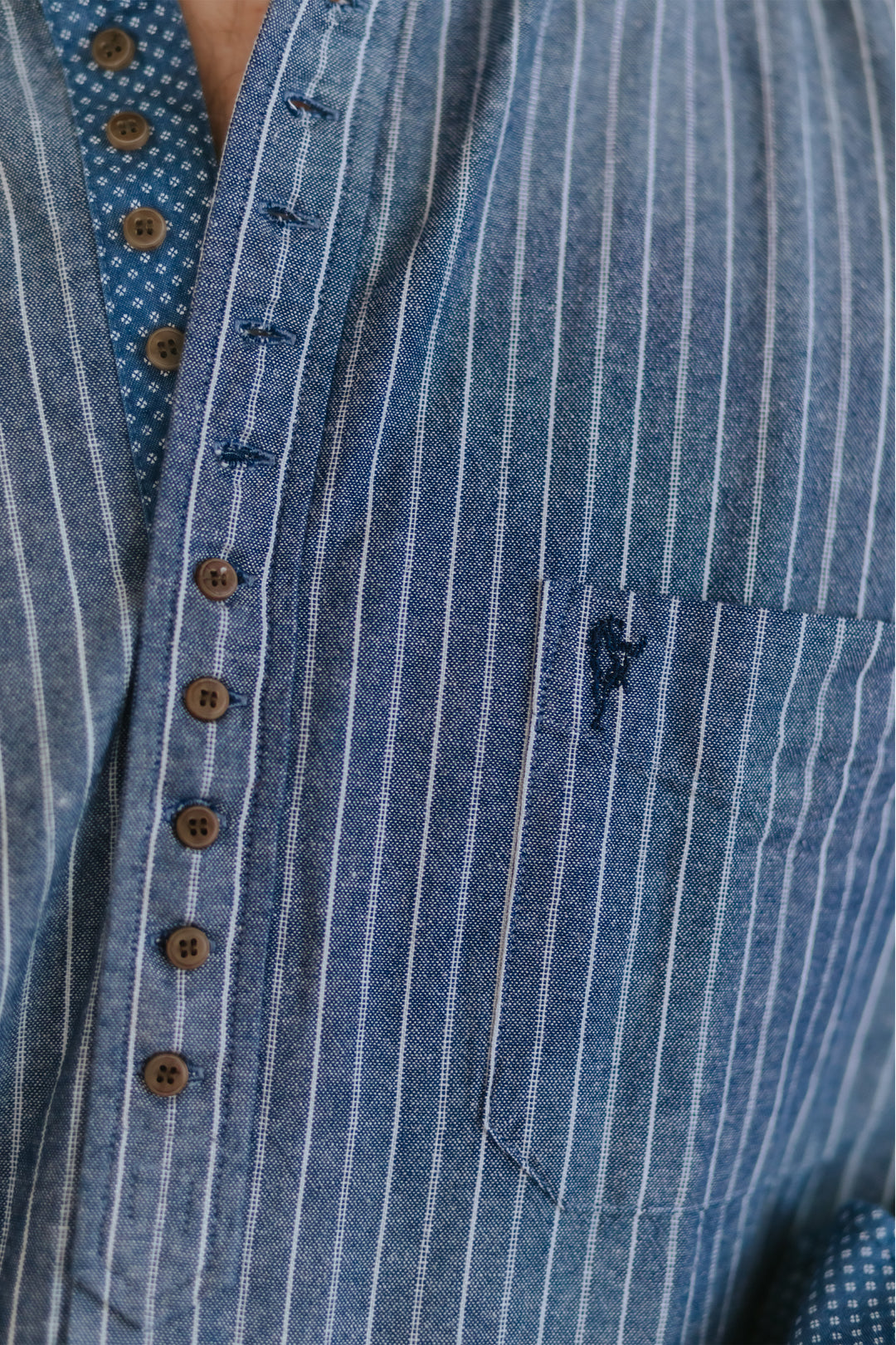 Celtic Ranchwear Blue Contrast Grandfather Shirt