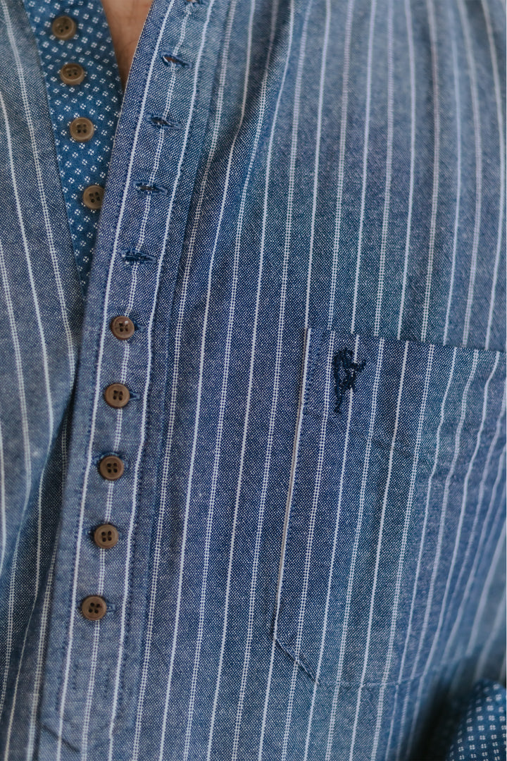 Celtic Ranchwear Blue Contrast Grandfather Shirt