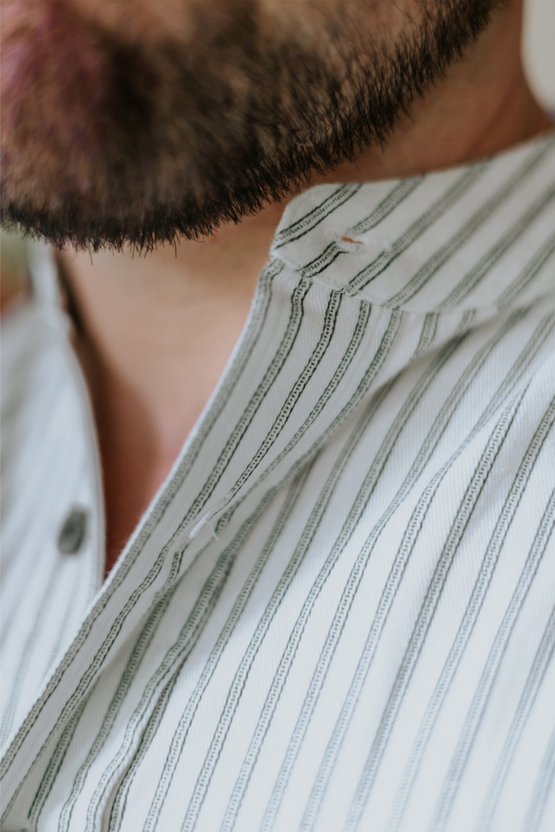 Celtic Ranchwear Green &amp; White Striped Grandfather Shirt