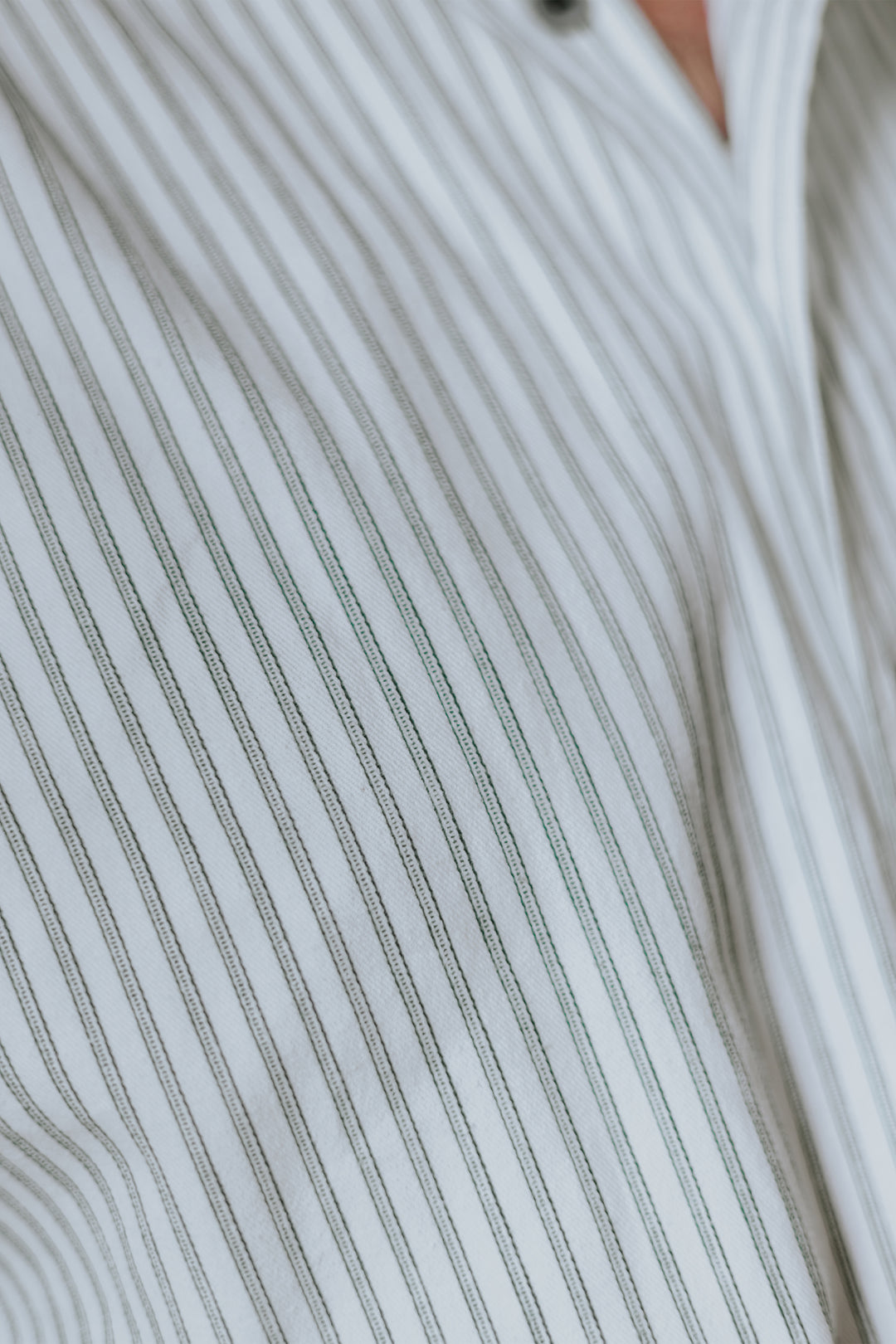 Celtic Ranchwear Green &amp; White Striped Grandfather Shirt