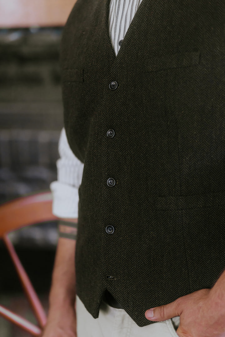 Celtic Ranchwear Men’s Irish Herringbone Wool Vest