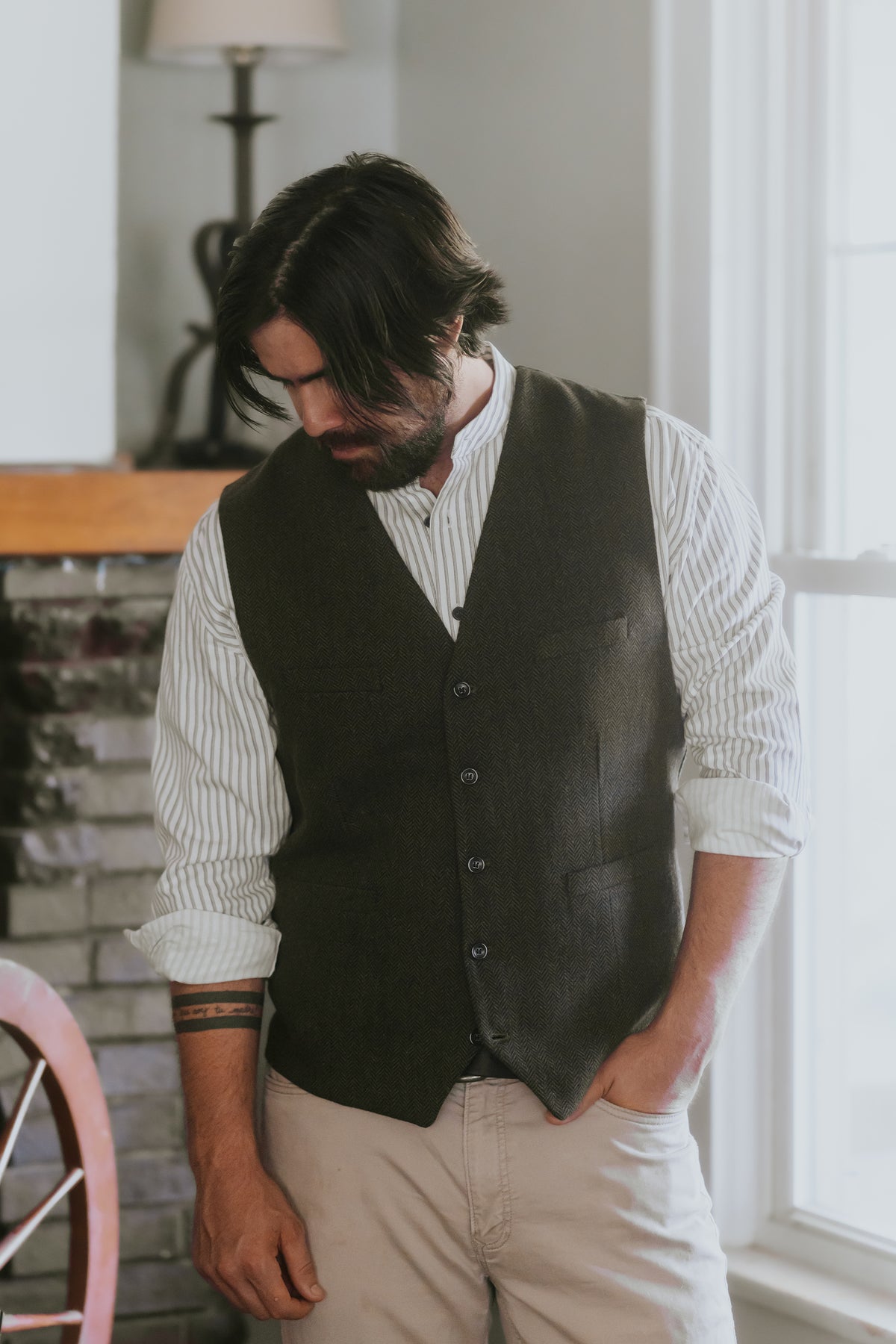Celtic Ranchwear Mens Irish Wool Vest | The Celtic Ranch Olive / L