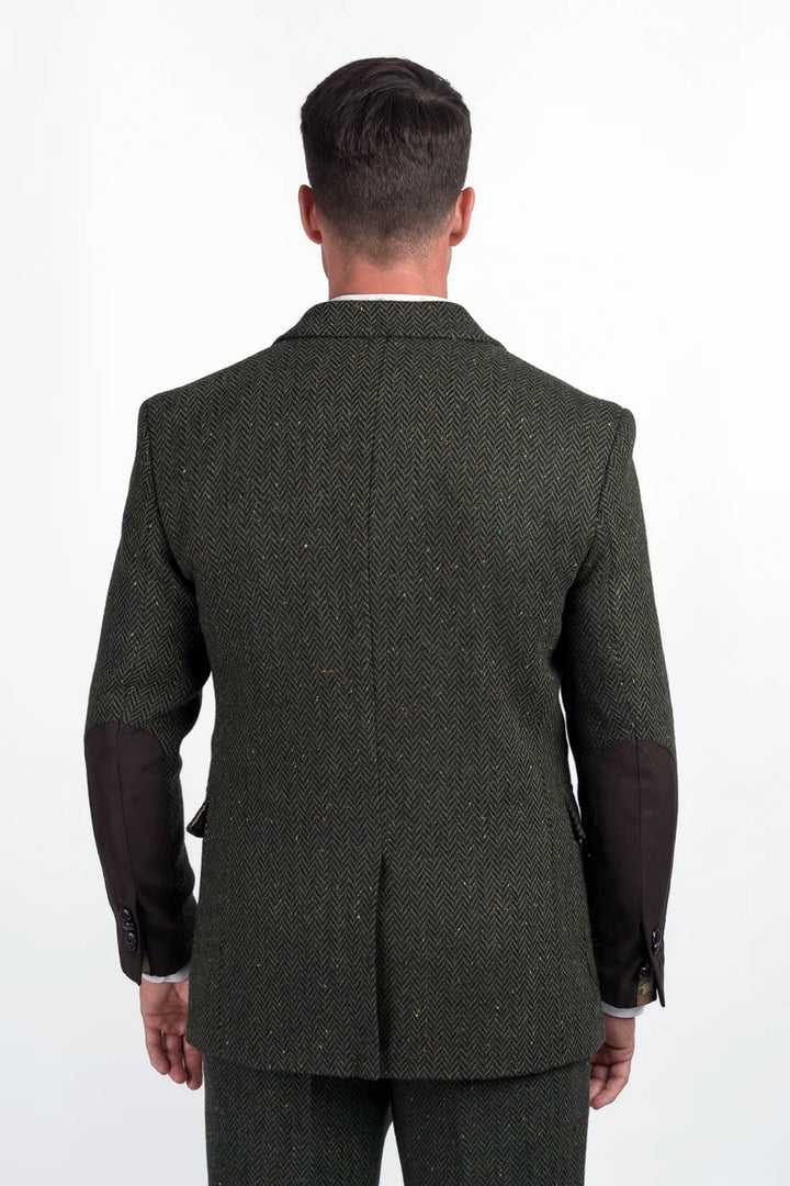 Green Herringbone Tweed Classic Fit Jacket