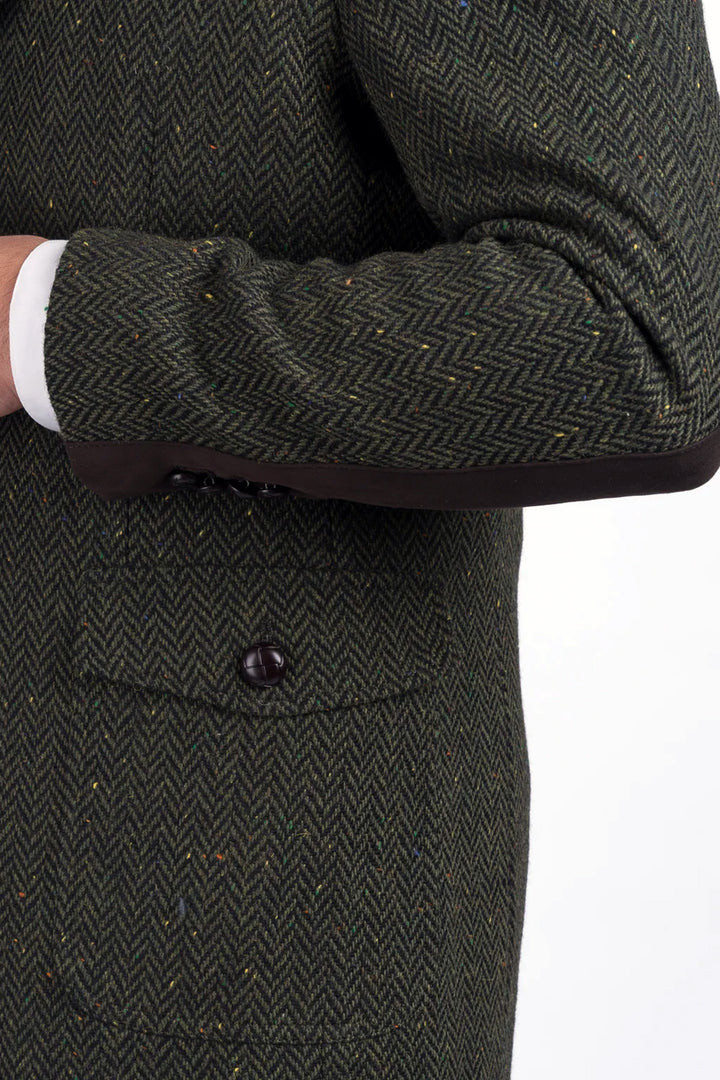 Green Herringbone Tweed Classic Fit Jacket