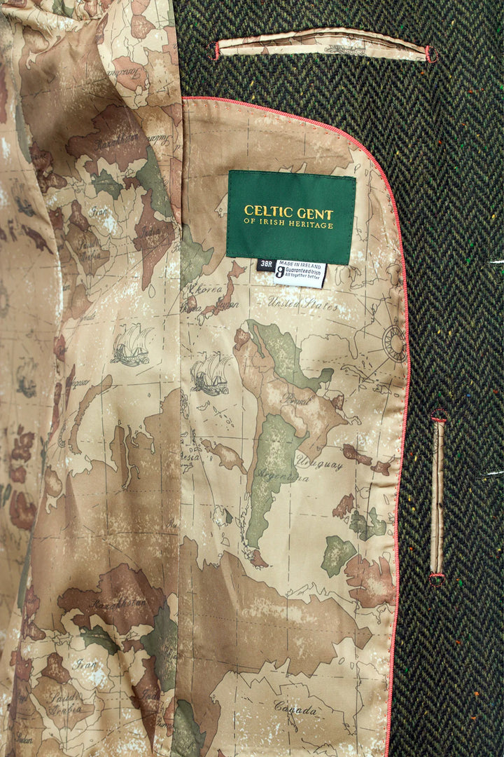 Green Herringbone Tweed Classic Fit Jacket