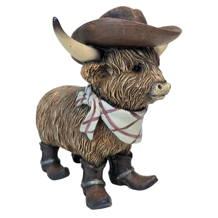 Highland Cow in Cowboy Outfit