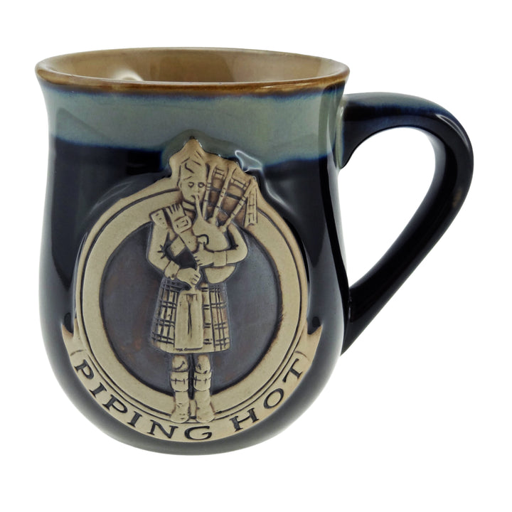 Stoneware Mug with “Piping Hot” Scottish Bagpiper