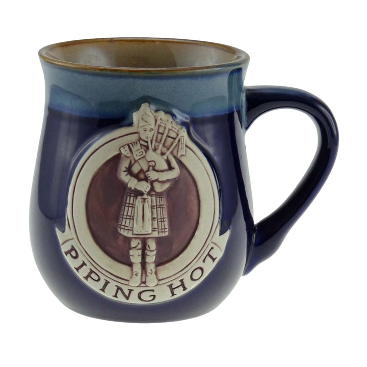 Stoneware Mug with “Piping Hot” Scottish Bagpiper