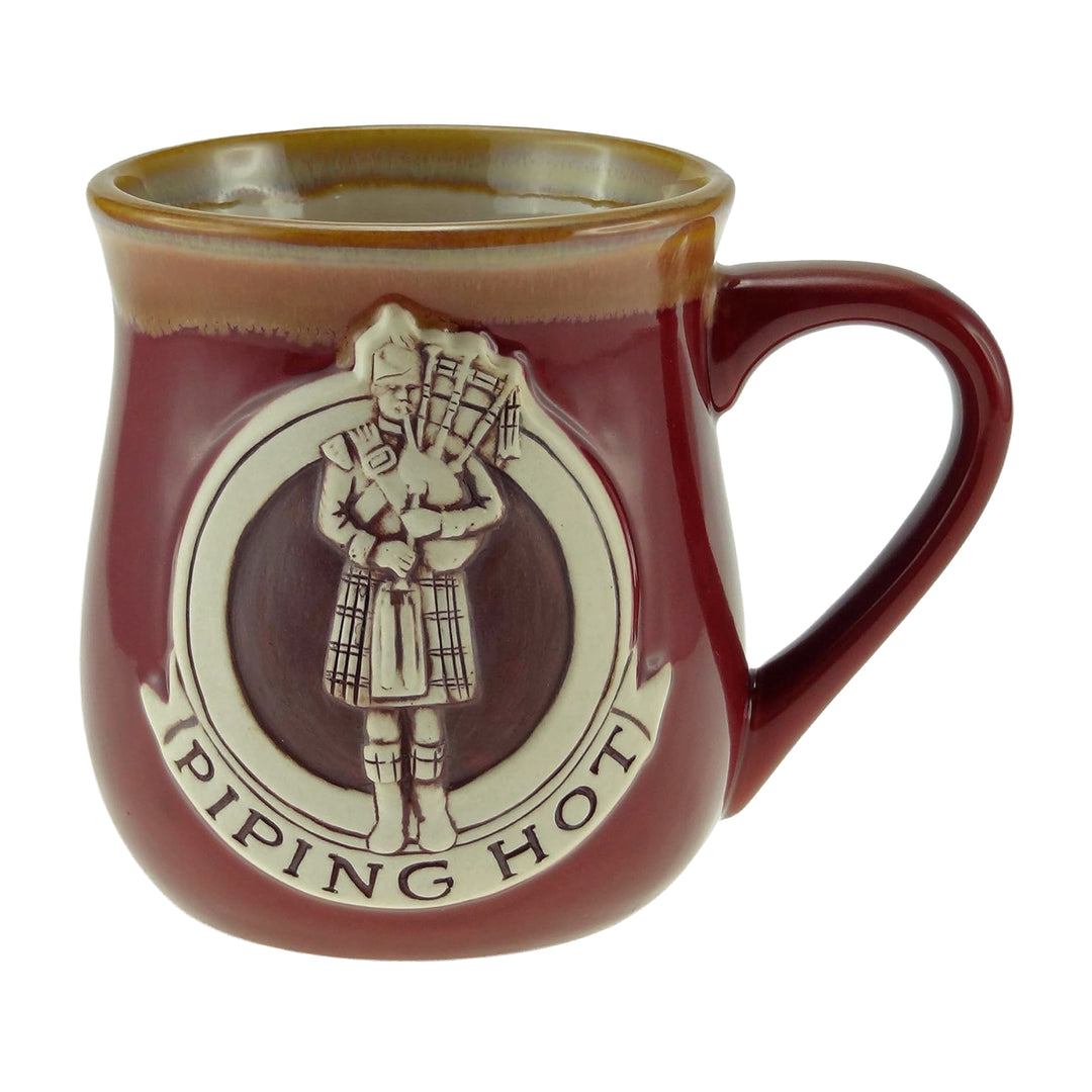 Stoneware Mug with “Piping Hot” Scottish Bagpiper