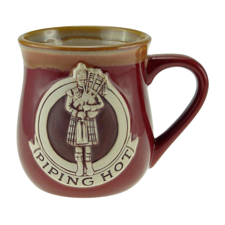 Stoneware Mug with “Piping Hot” Scottish Bagpiper