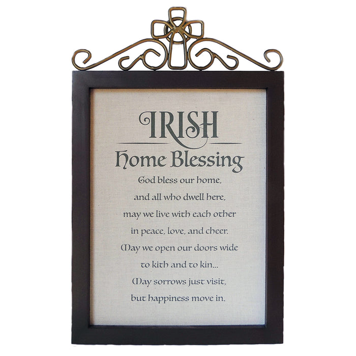 Irish Home Blessing Wall Plaque with Metal Celtic Cross Accent