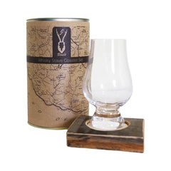 Whiskey Stave Coaster & Glencairn Glass Gift Set