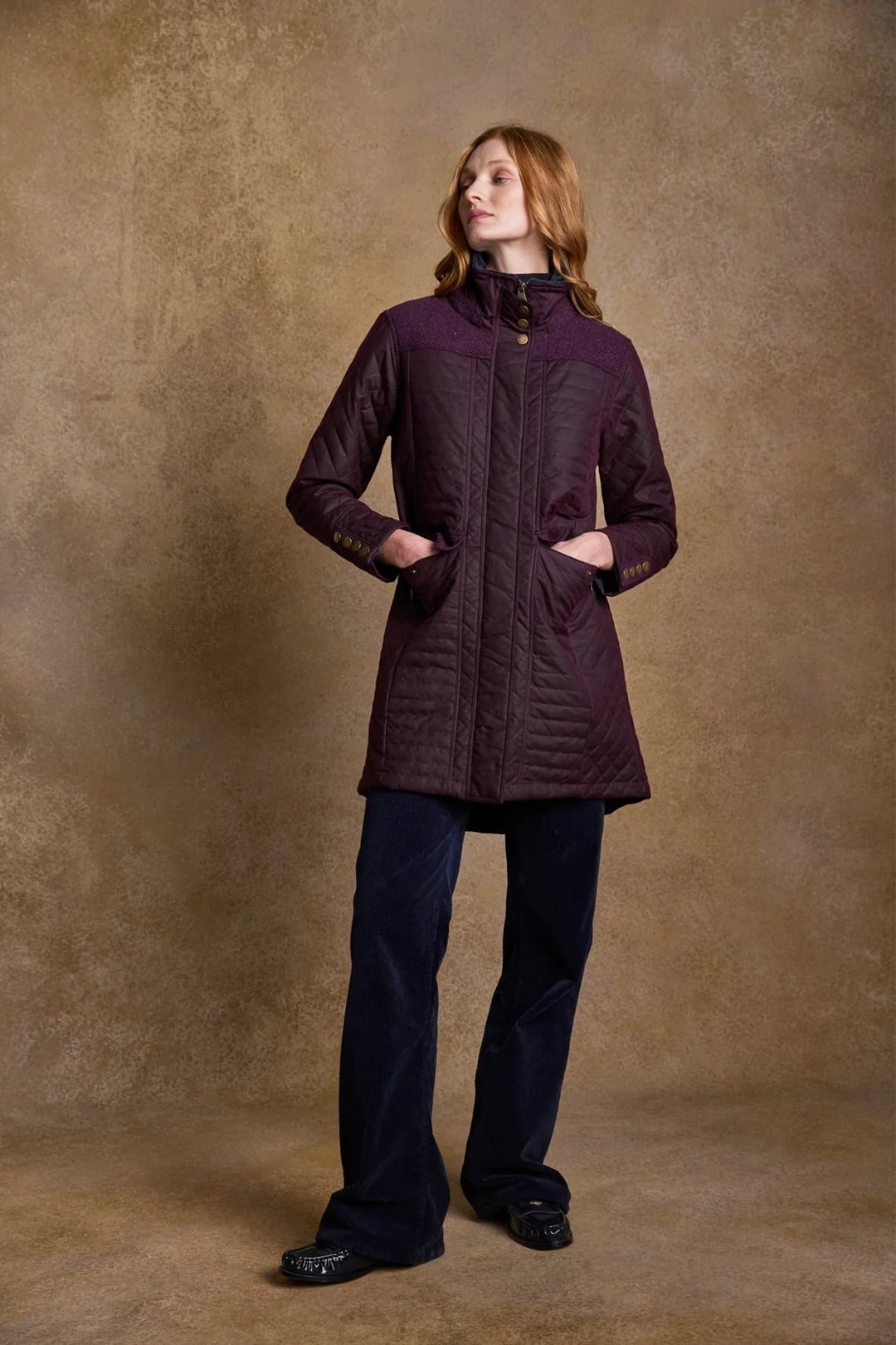 Jodie Structured Quilted Mid-Length Wax Coat