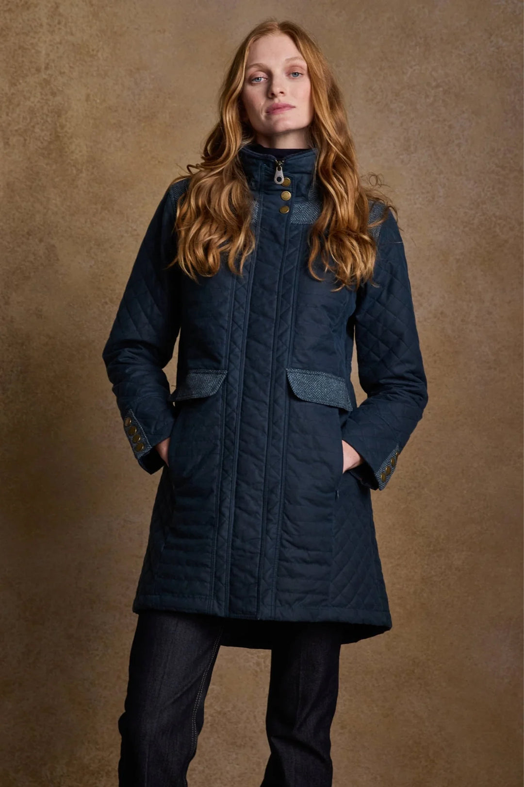 Jodie Structured Quilted Mid-Length Wax Coat