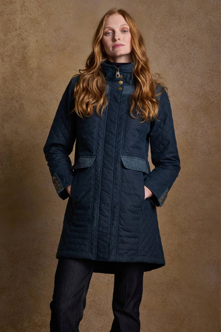Jodie Structured Quilted Mid-Length Wax Coat
