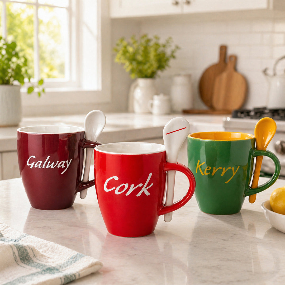 Irish County Mugs with Spoon