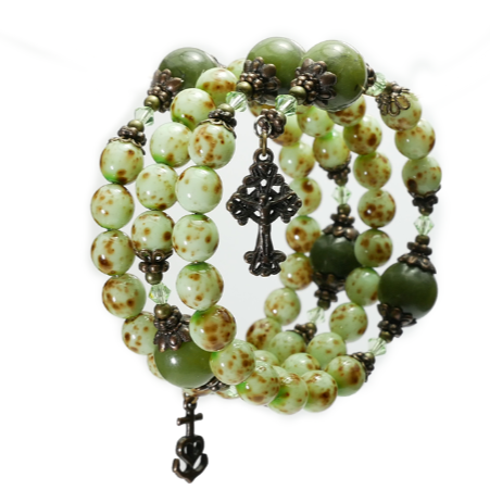 Connemara Marble Coil Rosary Bracelet