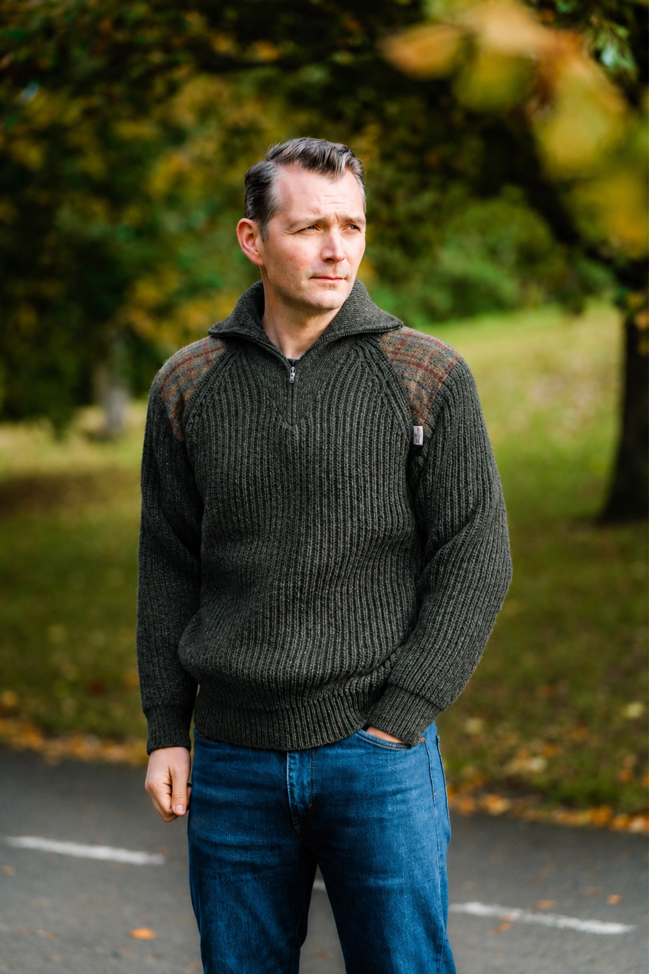 Men's Raglan Quarter Zip Wool Sweater With Harris Tweed® – The
