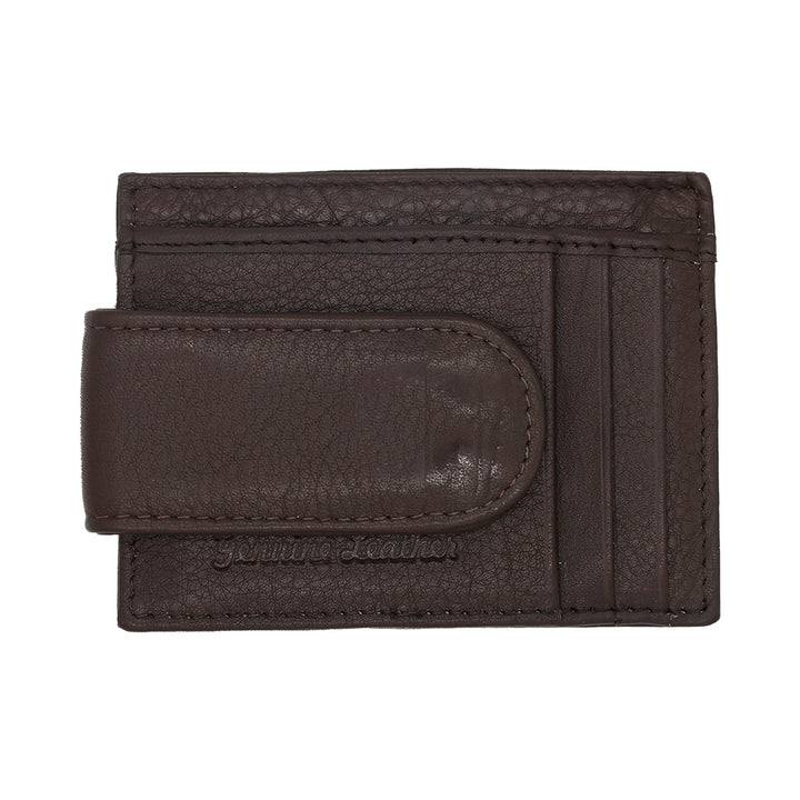 Leather Magnetic Money Clip with Card Holder and ID window