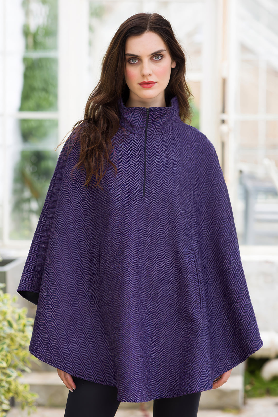 Irish Wool Half Zip Poncho