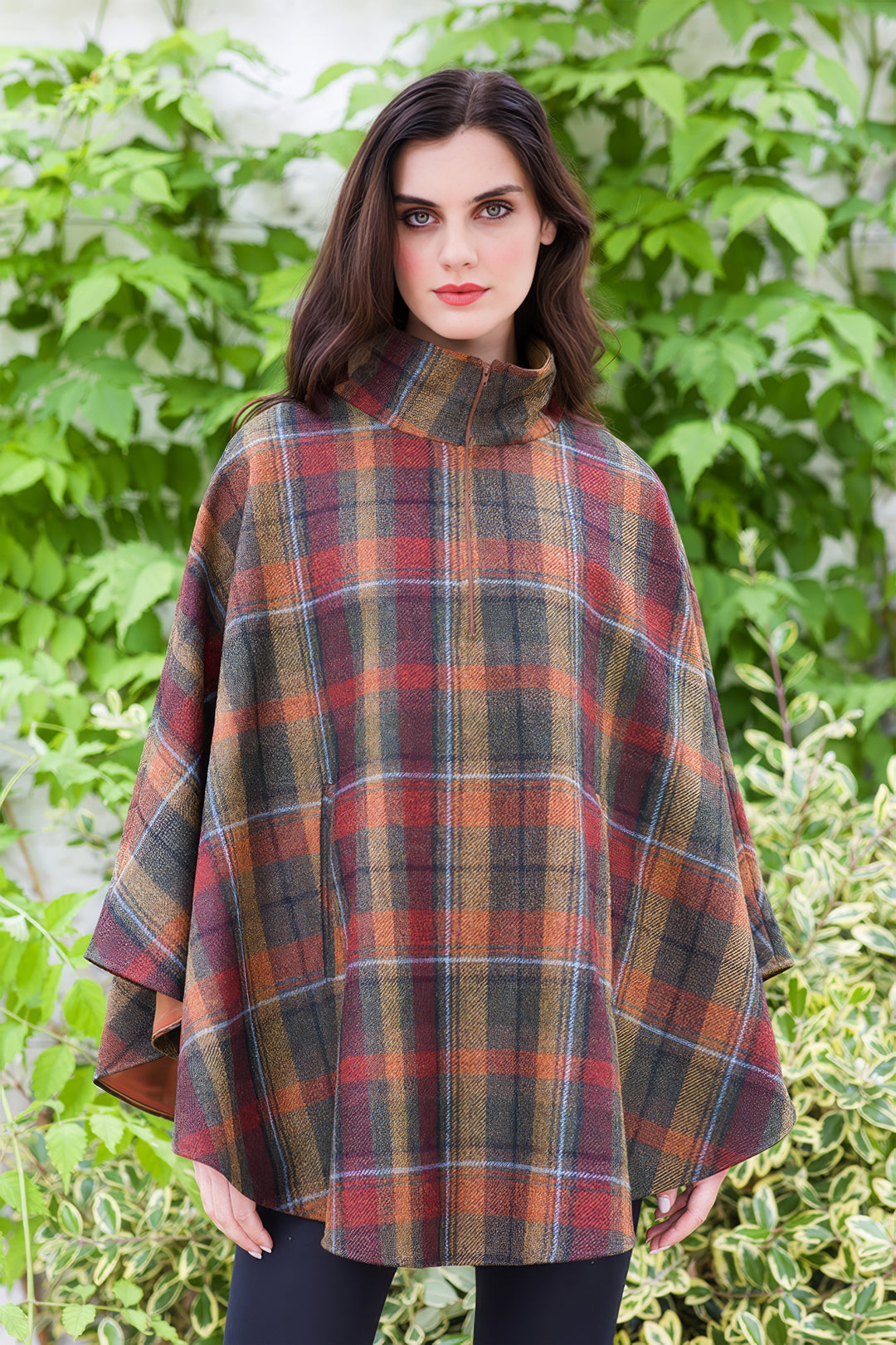 Irish Wool Half Zip Poncho