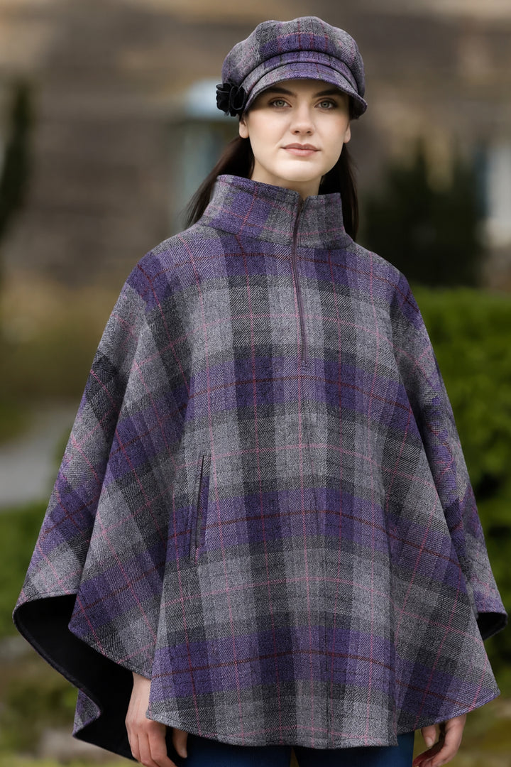 Irish Wool Half Zip Poncho