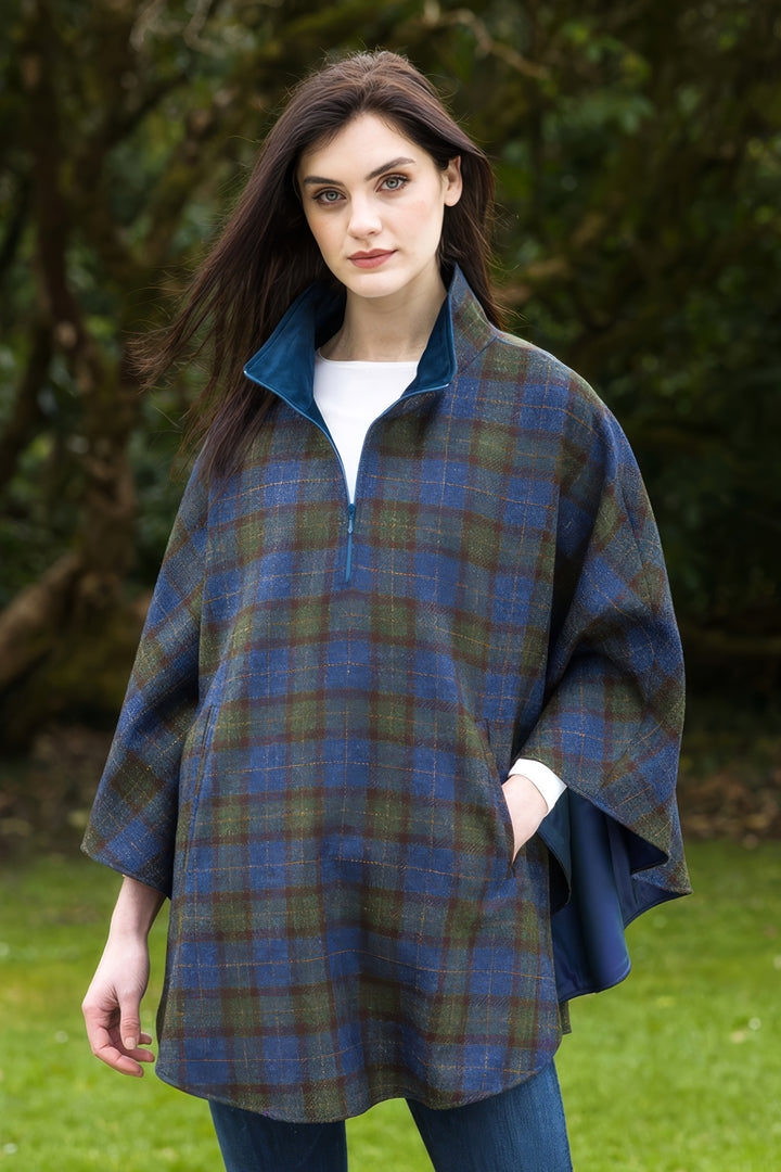 Irish Wool Half Zip Poncho
