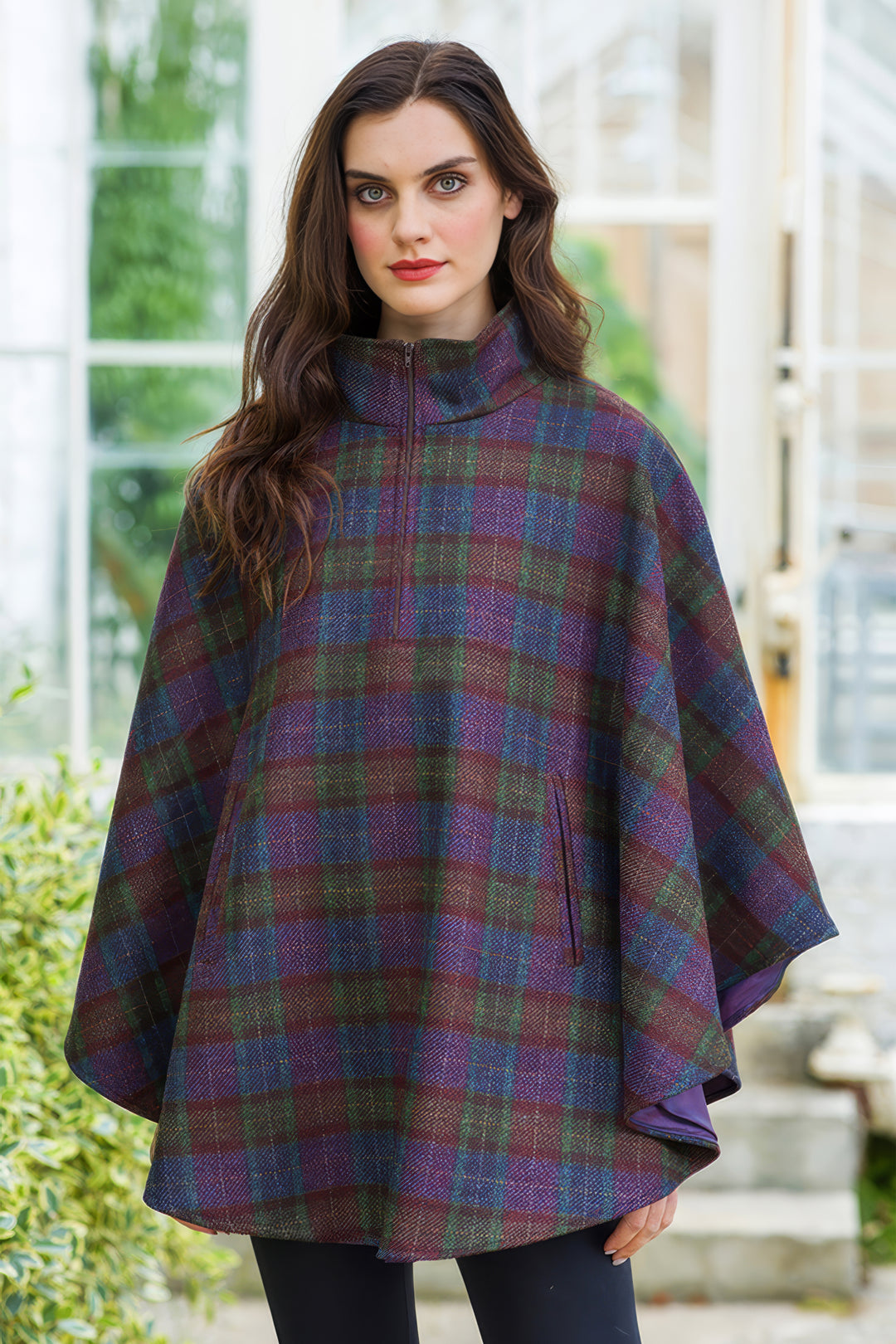Irish Wool Half Zip Poncho