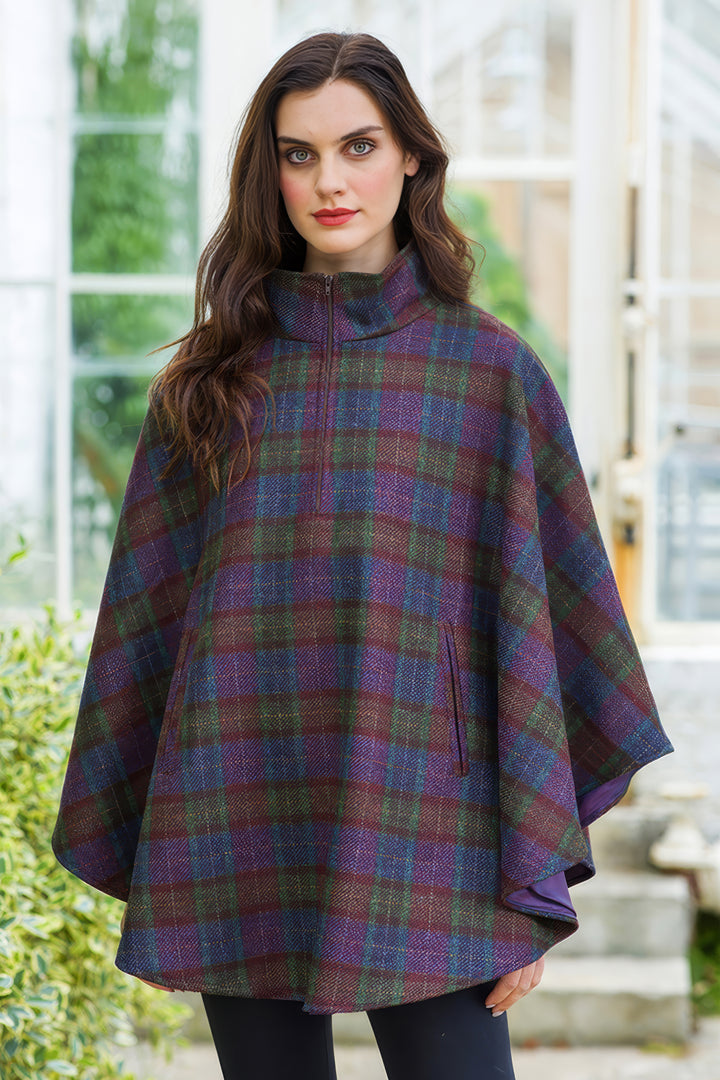 Irish Wool Half Zip Poncho