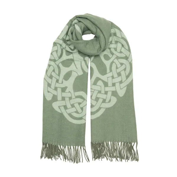 Celtic Jacquard Soft Scarf With Fringe Ends