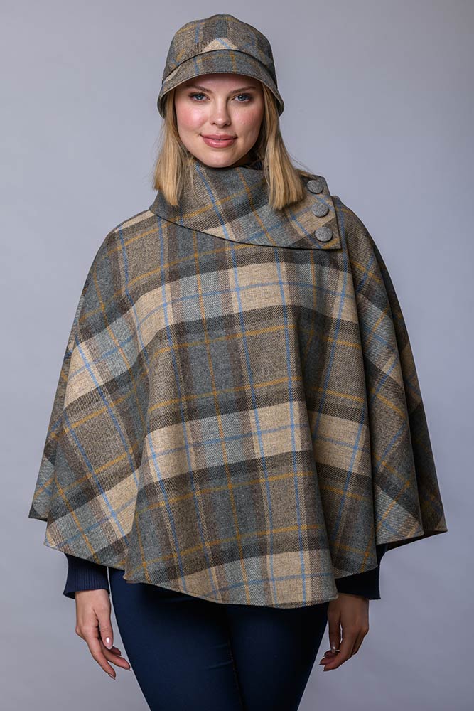 Irish Pure Wool Button Poncho