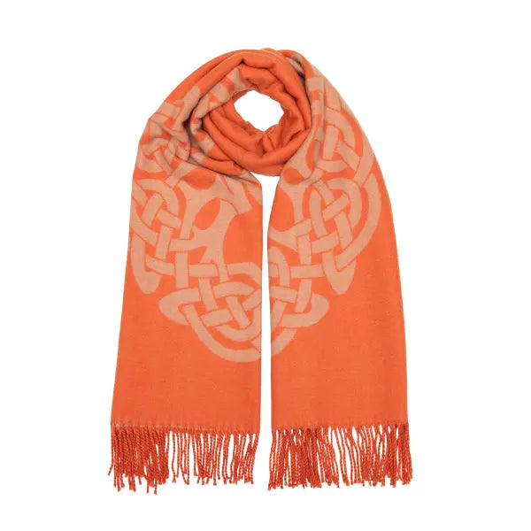 Celtic Jacquard Soft Scarf With Fringe Ends