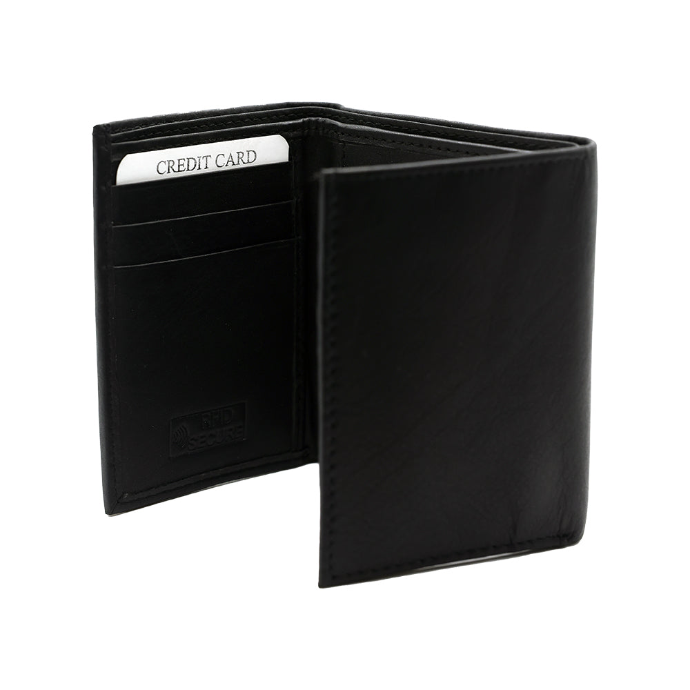 RFID Leather Trifold Wallet with ID Window