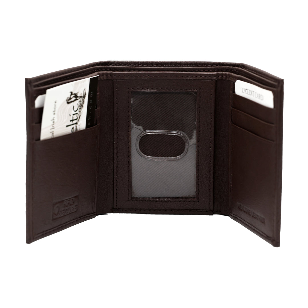 RFID Leather Trifold Wallet with ID Window