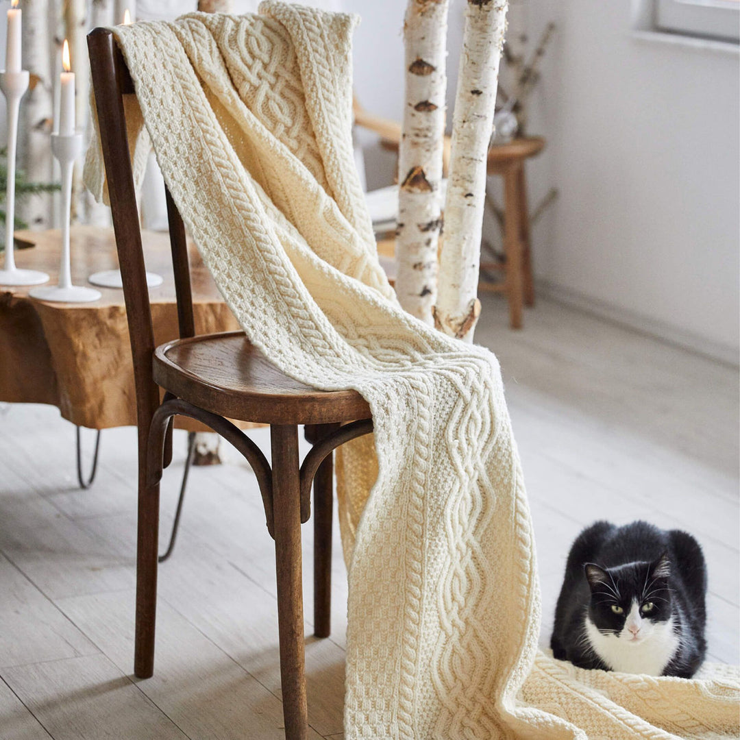 Dara Merino Wool Aran Throw Blanket