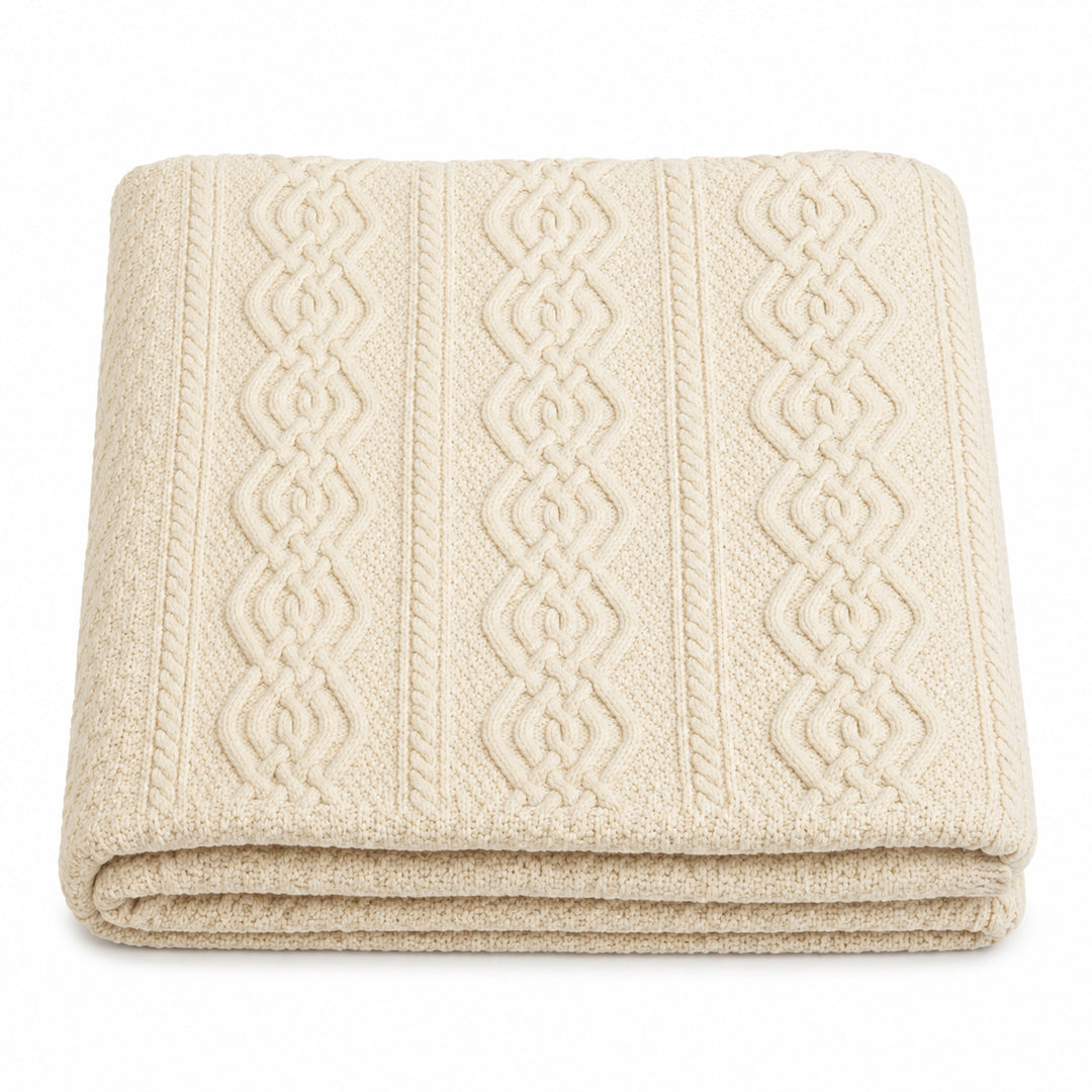 Dara Merino Wool Aran Throw Blanket