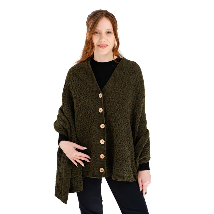 SAOL Luxurious Knit Lambswool Aran Poncho