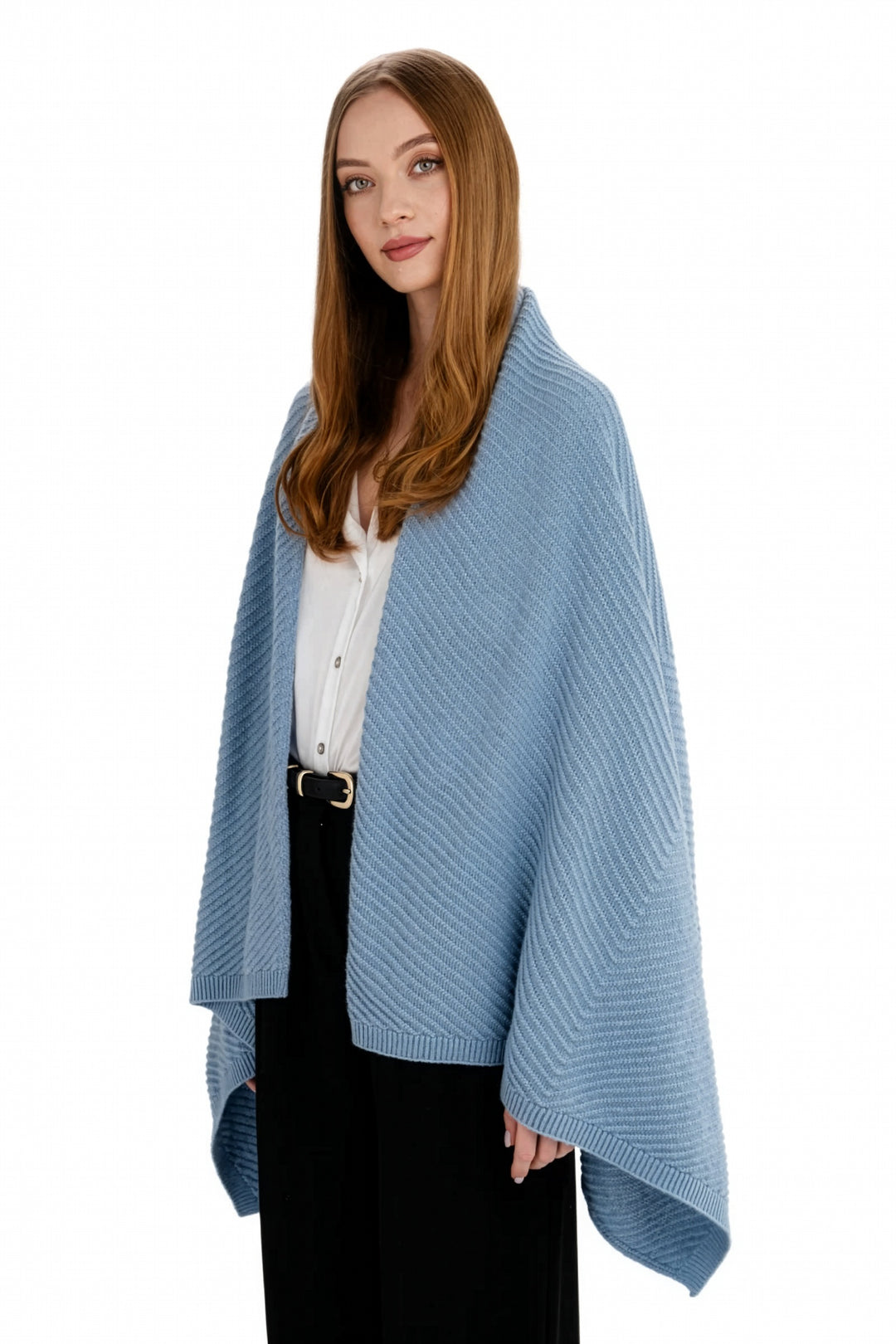 Cable Waffle Knit Ladies Shawl