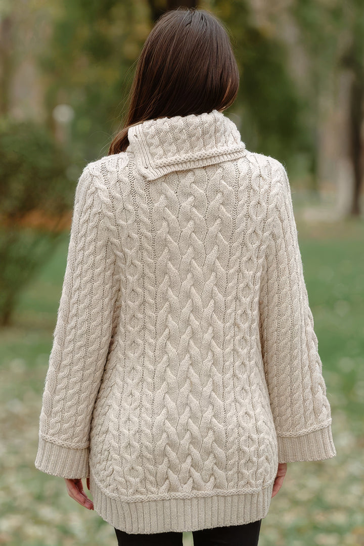 Women’s Merino Wool Cowl Neck Button Poncho