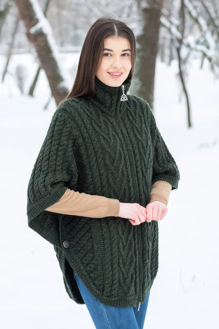 Funnel Neck Poncho Jacket